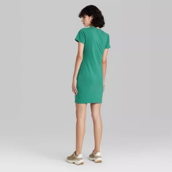 Wild Fable Short Sleeve Cut Out Detail Knit Bodycon Dress - NWT Dark Teal Green - Picture 3 of 6